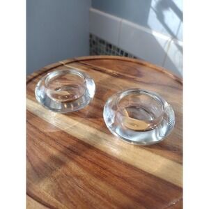 Vintage Glass Tea Light Votive Candle Holder Set of 2